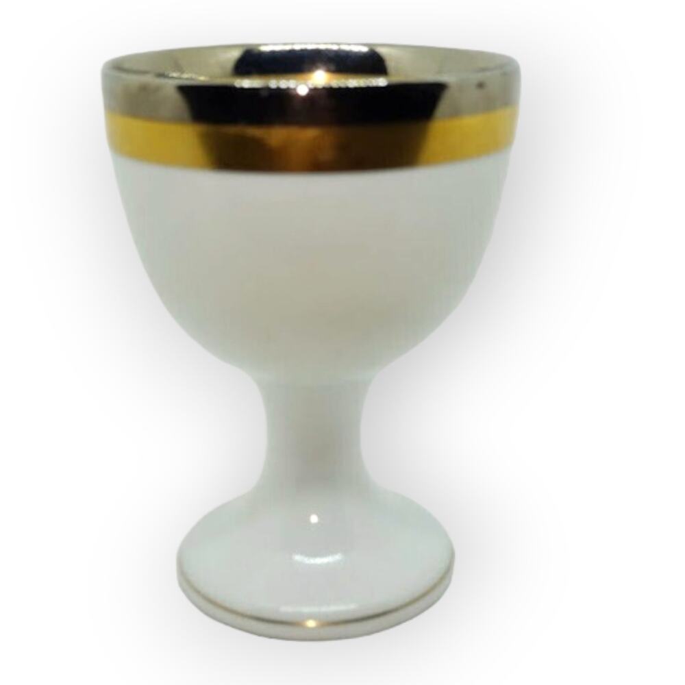 Fitz & Floyd Renaissance Goblet, white, gold, bronze EUC